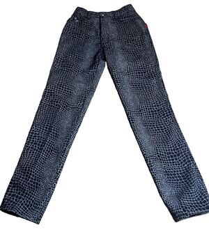 Braxton Stretch Jeans Women’s Size 7 Blue Snakeskin Print Straight Leg Pants Y2K